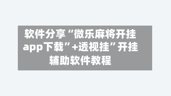 软件分享“微乐麻将开挂app下载”+透视挂”开挂辅助软件教程-第3张图片