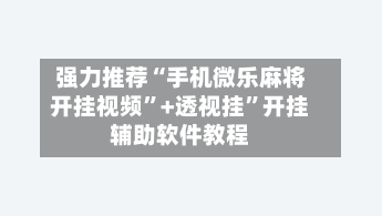 强力推荐“手机微乐麻将开挂视频”+透视挂”开挂辅助软件教程-第2张图片