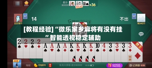 [教程经验]“微乐家乡麻将有没有挂	”智能透视稳定辅助-第1张图片