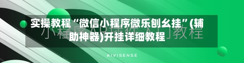实操教程“微信小程序微乐刨幺挂	”(辅助神器)开挂详细教程-第1张图片