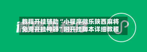 教程开挂辅助“小程序微乐陕西麻将免费开挂神器”附开挂脚本详细教程-第2张图片