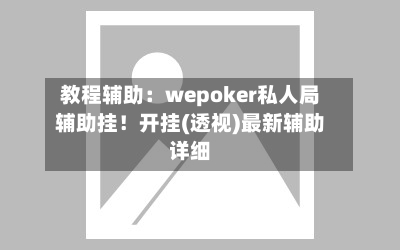 教程辅助：wepoker私人局辅助挂！开挂(透视)最新辅助详细-第2张图片